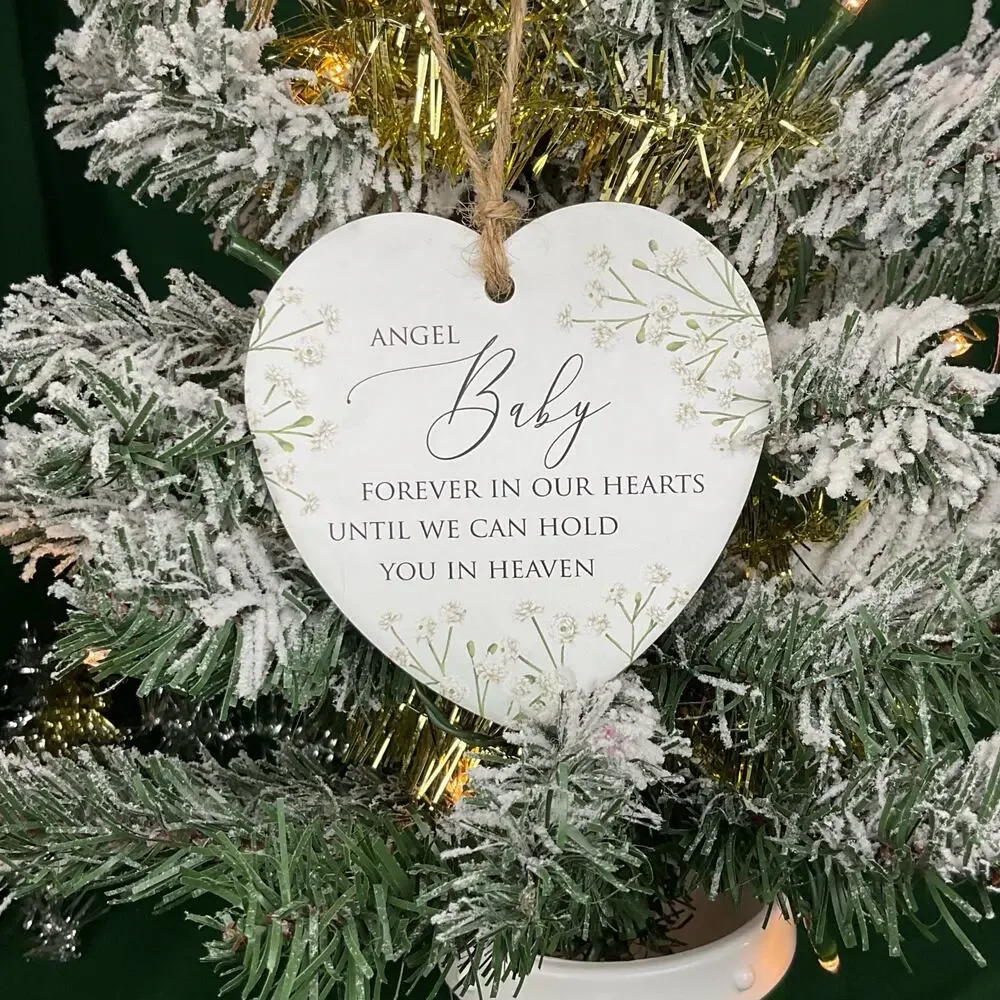Angel Baby Remembrance Heart Christmas Ornament - Memorial Keepsake